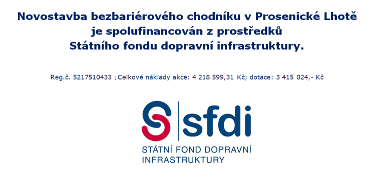 Novostavba bezbariérového chodníku v&nbsp;Prosenické Lhotě