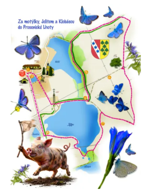 Mapa trasy výletu s tajenkou