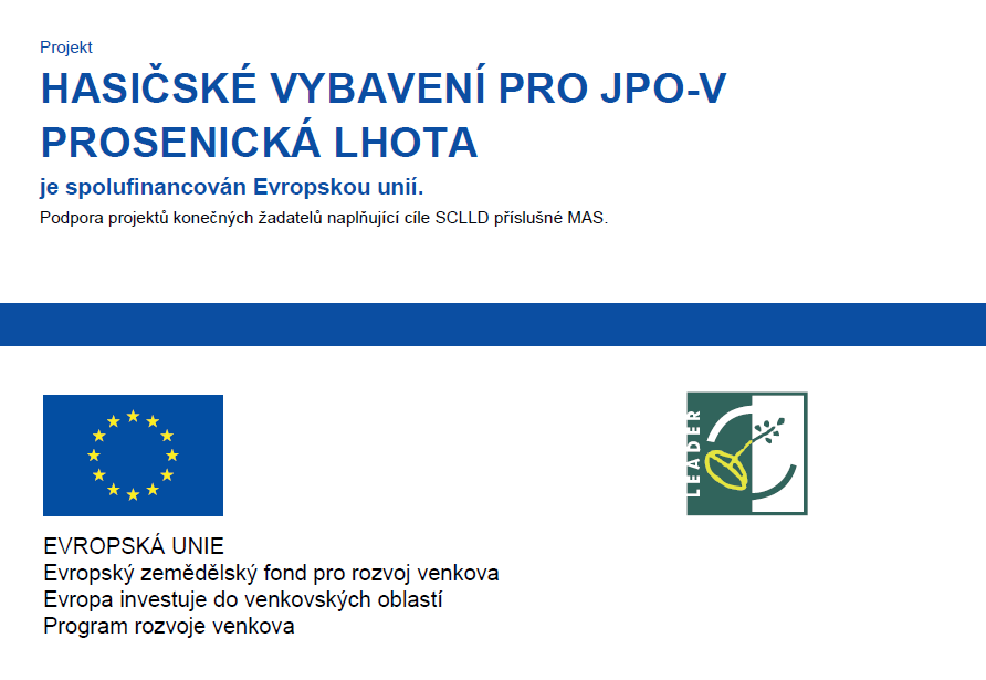 Hasičské vybavení pro JPO-V Prosenická Lhota