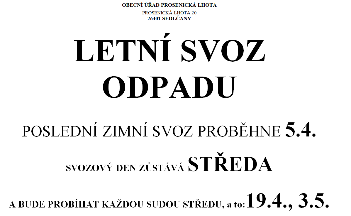 Letní svoz směsného komunálního odpadu