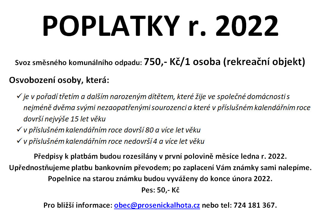 Poplatky r. 2022