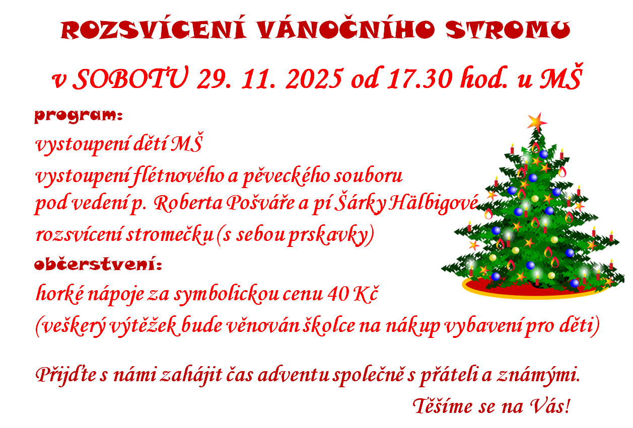 Rozsvícení vánočního stromu - SOBOTA 29.11.2025