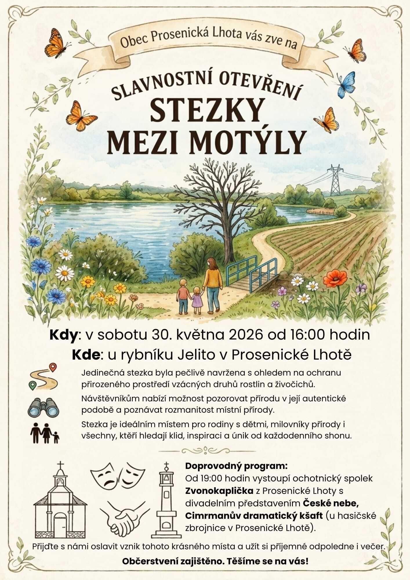 Pozvánka na slavnostní otevření "Stezky mezi motýly"